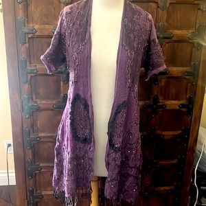 Soft surroundings beautiful purple eggplant boho kimono shadowy